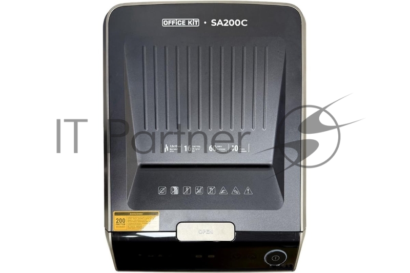 Шредер Office Kit SA200С 3,8x10 черный/серый с автоподачей (секр.P-4) фрагменты 220лист. 40лтр. скобы пл.карты