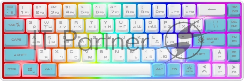 Клавиатура беспроводная Defender Deron GK-098 RU,бел/син,68кн+FN,радуж,2.4G_1