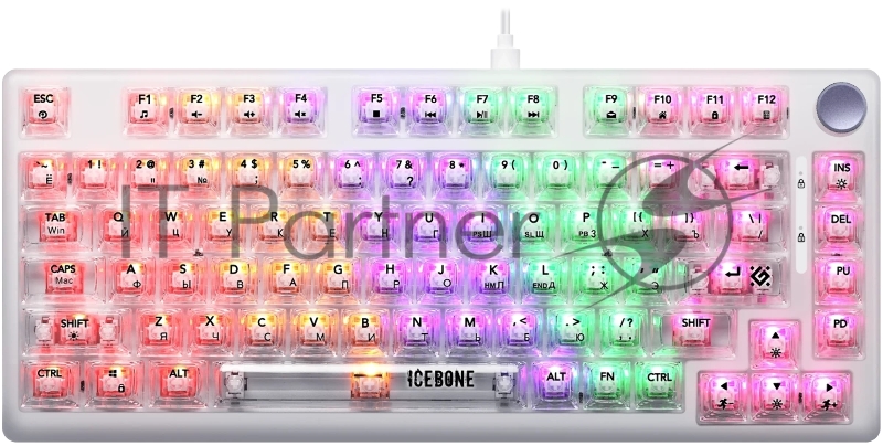Механическая клавиатура Defender Icebone GK-354 RU,прозрач,81кн+FN,радуж,1.5м_1