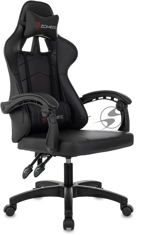 Кресло игровое Zombie Zoom черный эко.кожа крестов. пластик