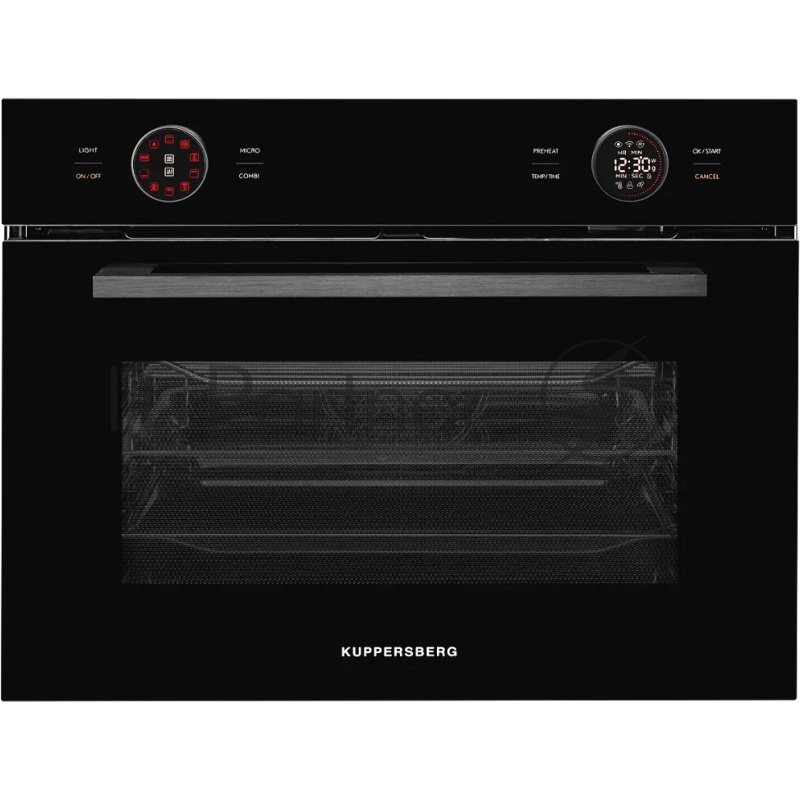 Встраиваемый духовой шкаф Kuppersberg KMW 612 Black с СВЧ, 45 см, 50л, 12 режимов, гидролизная очистка, черный