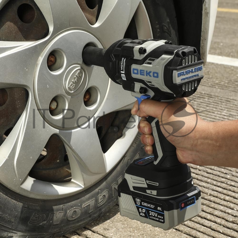 Гайковерт аккумуляторный бесщеточный DEKO DKIS20FU-Li, 20В, 2*5.0Ач, 1000 Нм, в кейсе