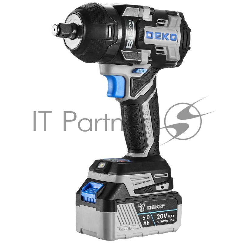 Гайковерт аккумуляторный бесщеточный DEKO DKIS20FU-Li, 20В, 2*5.0Ач, 1000 Нм, в кейсе