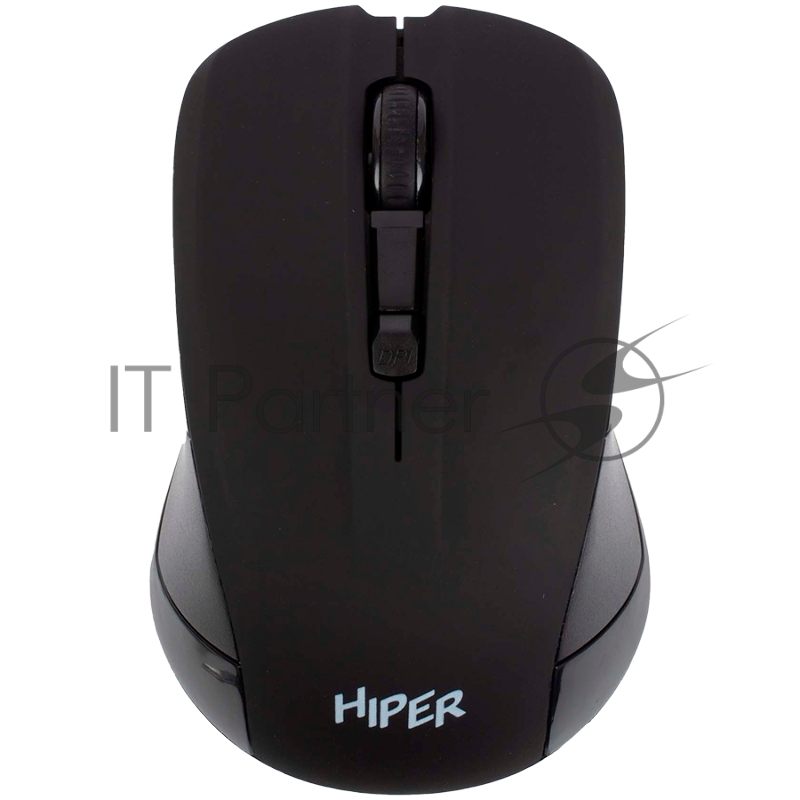 Мышь беспроводная HIPER HOMW-101 /1000-1600 dpi/оптический/4 кнопки/Soft-touch покрытие/USB-приемник/2,4 ГГц/батарея 1хАА/черный (HOMW-101)