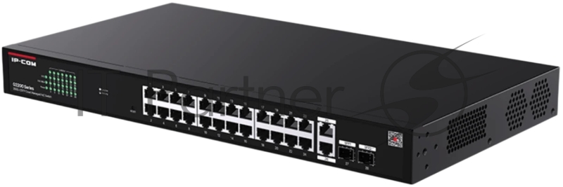 Web smart коммутатор IP-COM G2228P-24-410W с 26 гигабитными портами и 2 SFP-портоми, PoE 24х30Вт (до 370Вт)