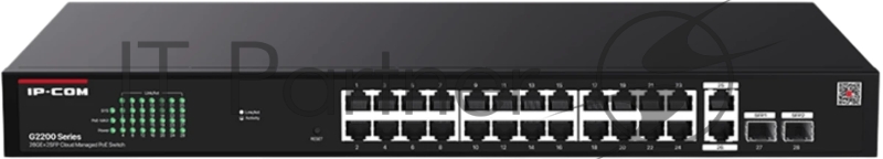 Web smart коммутатор IP-COM G2228P-24-410W с 26 гигабитными портами и 2 SFP-портоми, PoE 24х30Вт (до 370Вт)