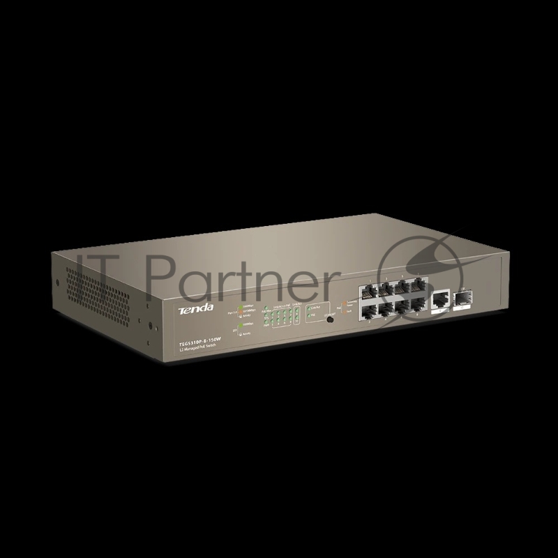 Управляемый PoE гигабитный коммутатор Tenda TEG5310P-8-150W L3, 8PoE портов, 1 Uplink, 1 SFP