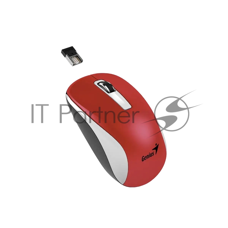 Мышь беспроводная Genius NX-7010 /1200 dpi/оптический/3 кнопки/USB-приемник/2,4 ГГц/батарея AA/красный (31030018401)