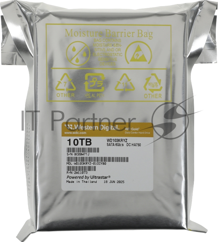 Жесткий диск Western Digital Gold WD103KRYZ 10ТБ 3,5 7200RPM 512MB (SATA III)