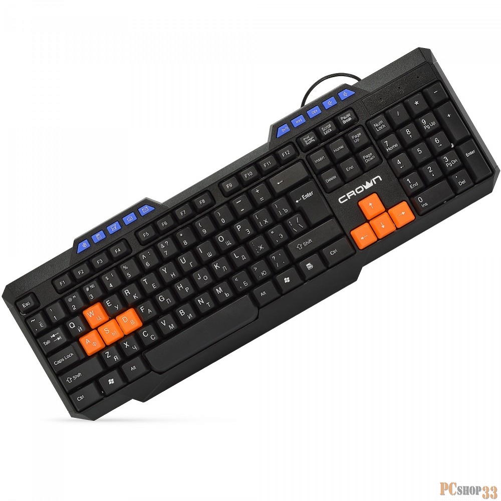 Клавиатуры, Манипуляторы CROWN CMK-482 CM000002177 Клавиатура мультимедийная {114 клавиш (10 - hotkeys), длина провода: 1.8 м, USB}