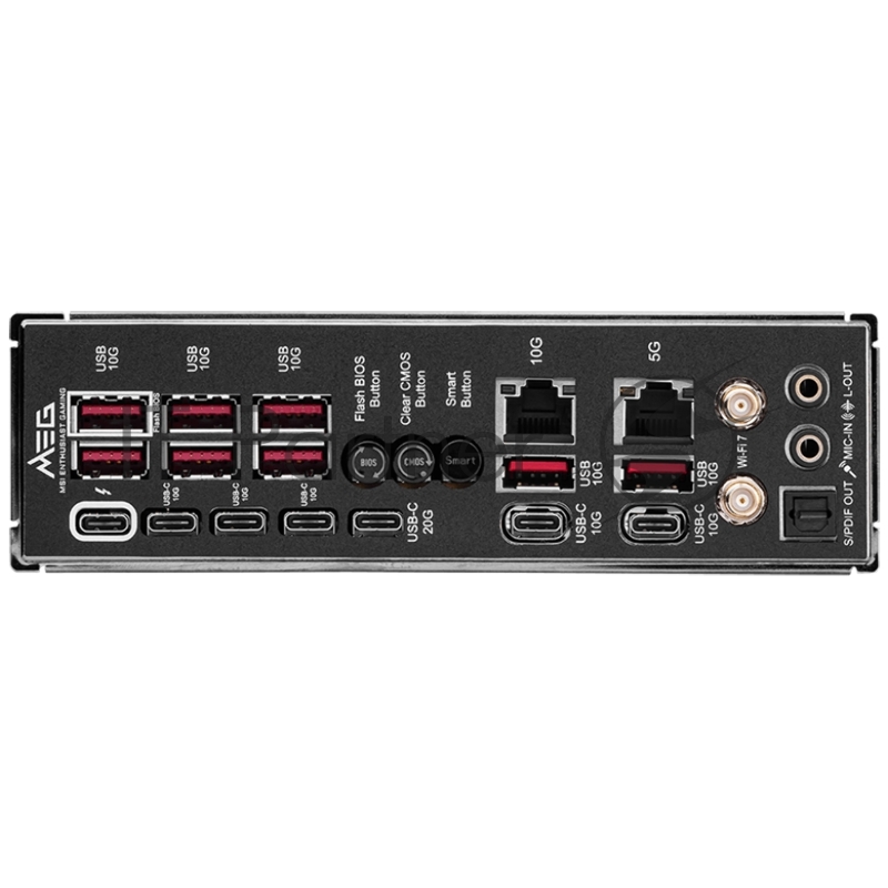 Материнская плата MSI MEG Z890 GODLIKE Z890, LGA1851, 4*DDR5, 2*PCIEx16, 1*PCIEx4, 8*M.2, 7*TypeC, 8*USB3.2Gen2, 4*USB3.2Gen1, 4*USB2.0, 4*SATA3.0, 10G, 5G, 2xType-C(DP), E-ATX, RTL