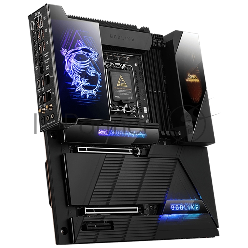 Материнская плата MSI MEG Z890 GODLIKE Z890, LGA1851, 4*DDR5, 2*PCIEx16, 1*PCIEx4, 8*M.2, 7*TypeC, 8*USB3.2Gen2, 4*USB3.2Gen1, 4*USB2.0, 4*SATA3.0, 10G, 5G, 2xType-C(DP), E-ATX, RTL