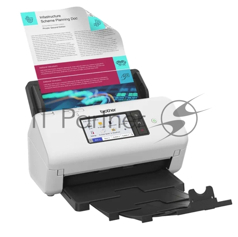 Brother Документ-сканер ADS-4700W, 40 стр/мин, цветной, 1200 dpi, Duplex, ADF80, Wi-Fi, USB 3.0,Touch Screen 10,9 см, Scan to Net, Ex.ADS-2800W