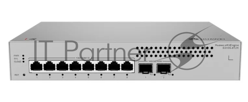 Коммутатор HUAWEI S310S-8T2X (L2+, 8*10/100/1000BASE-T ports, 2*10GE SFP+ ports, built-in AC power, Fanless)