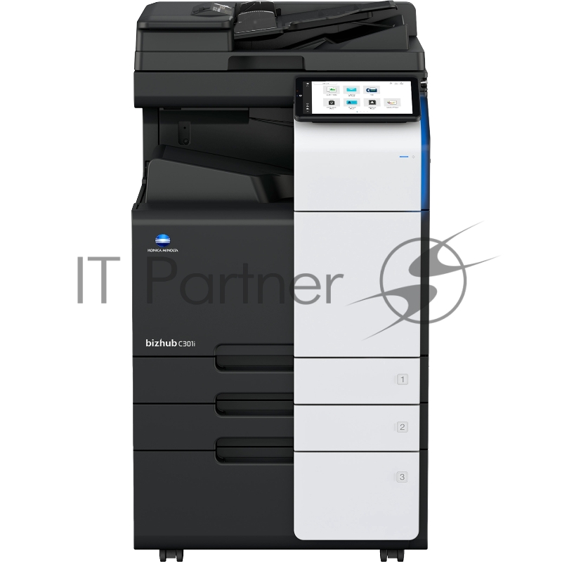 МФУ Konica Minolta bizhub C301i (A3, 30 стр./мин, без крышки и ADF, без тумбы, без картриджей, без кабеля питания, запуск только инженером платно)