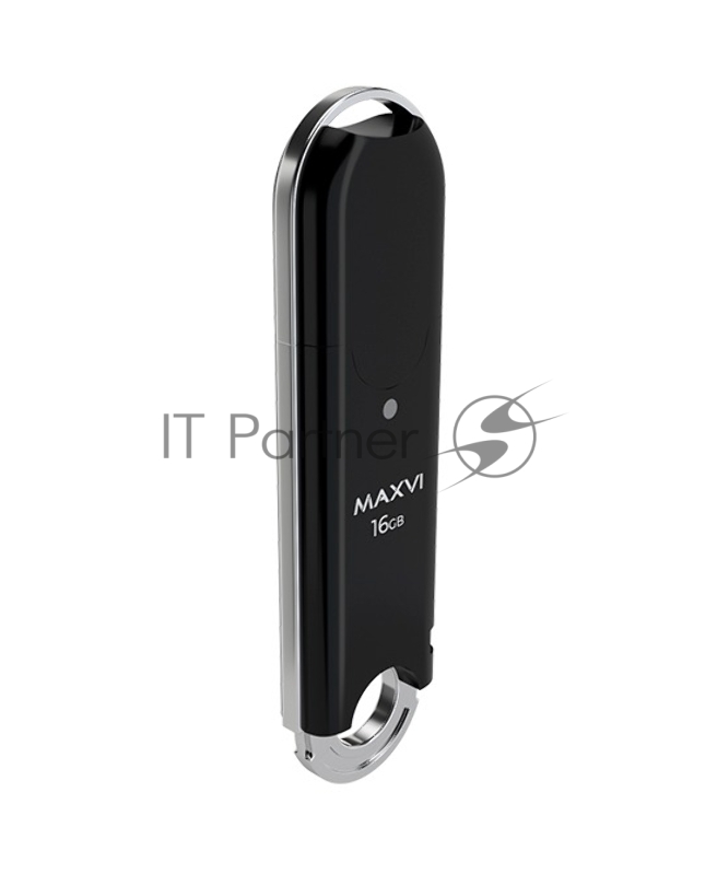 Флеш диск Maxvi P2 16GB USB 2.0 black, монолит с колпачком, ABS пластик