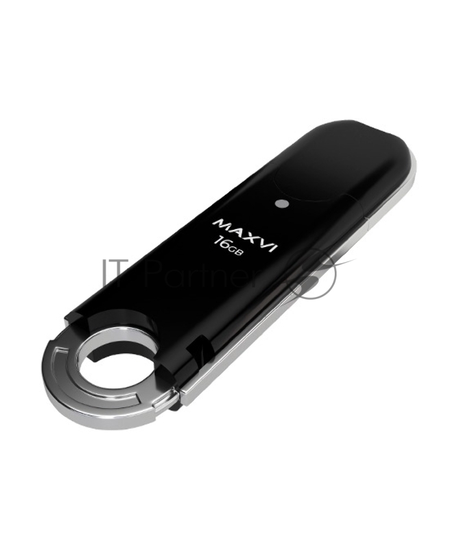Флеш диск Maxvi P2 16GB USB 2.0 black, монолит с колпачком, ABS пластик
