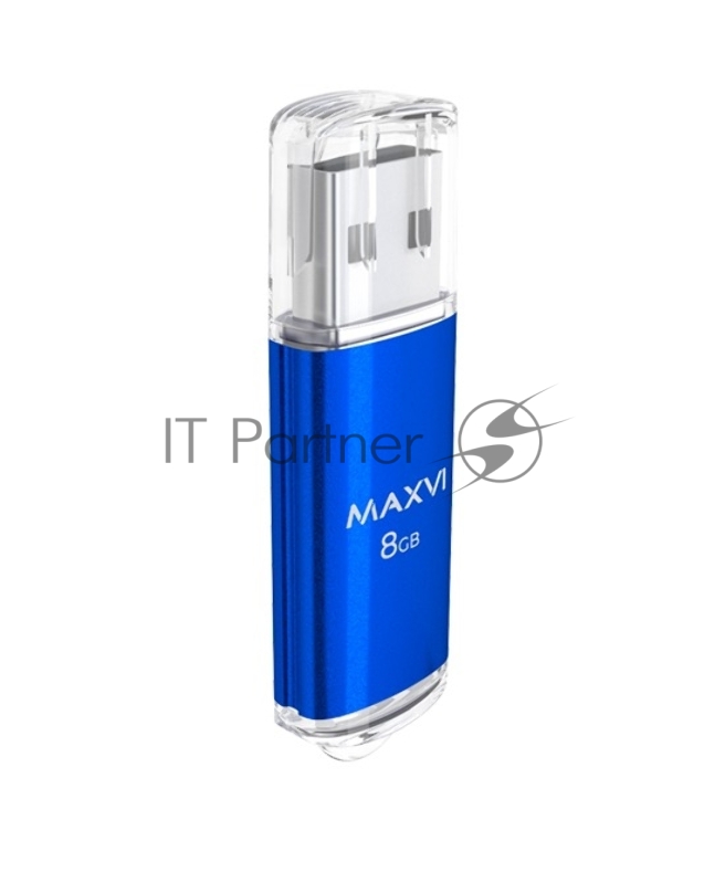 Флеш диск Maxvi MP 8GB USB 2.0 blue, монолит с колпачком, металл + ABS пластик