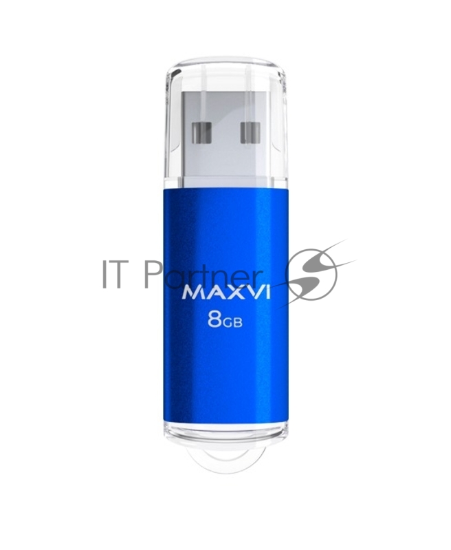Флеш диск Maxvi MP 8GB USB 2.0 blue, монолит с колпачком, металл + ABS пластик