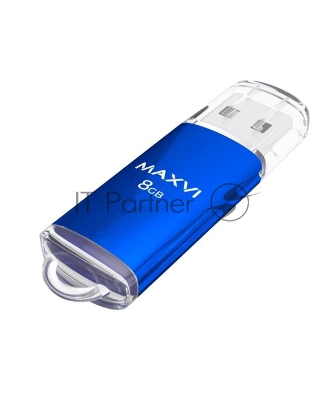 Флеш диск Maxvi MP 8GB USB 2.0 blue, монолит с колпачком, металл + ABS пластик