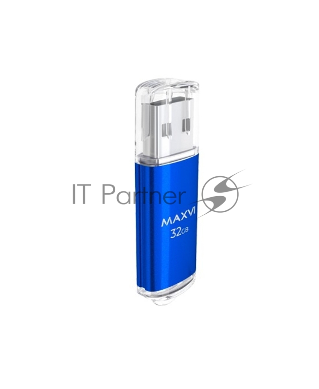 Флеш диск Maxvi MP 32GB USB 2.0 blue, монолит с колпачком, металл + ABS пластик
