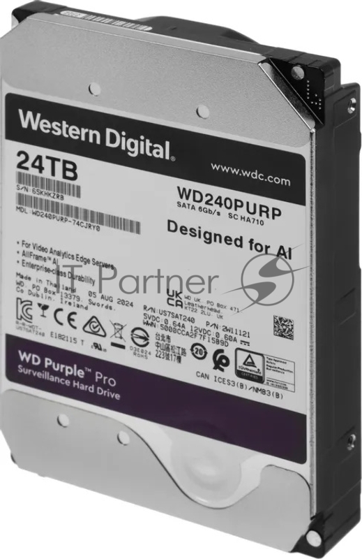 Жесткий диск WD SATA-III 24TB WD240PURP Surveillance Purple Pro (7200rpm) 512Mb 3.5