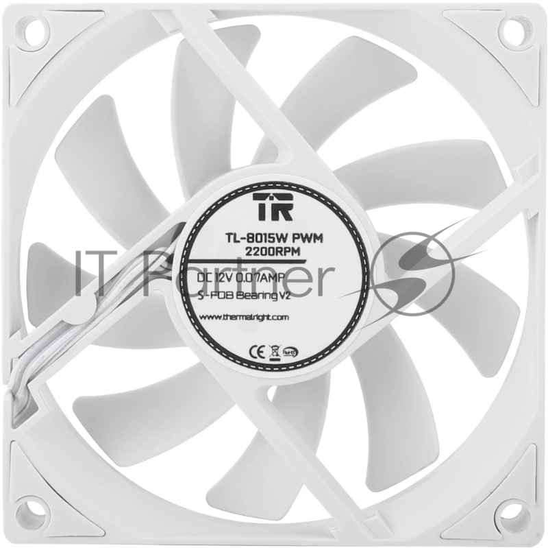 Вентилятор корпусный Thermalright TL-8015W (80x80x15mm, 4-pin PWM, 28.4CFM, 23.3dBA, 2200RPM, White)