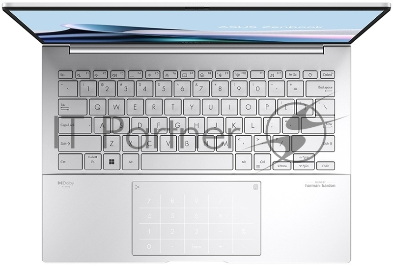 Ноутбук Asus Zenbook 14 UX3405CA-PP477 Core Ultra 9 285H 32Gb SSD512Gb Intel Arc 14 OLED FHD+ (1920x1200) без ОС silver WiFi BT Cam Bag (90NB14W2-M00N00)