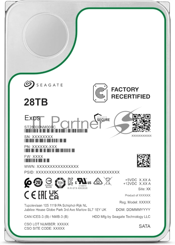 Жесткий диск Seagate SATA 28Tb 7200 Exos X28 6Gb/s 512Mb 1 year warranty
