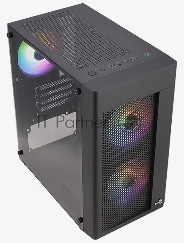 Корпус MiniTower Aerocool / Formula HEXFORM-G-BK-v2 (mATX, стекло, сетка, USB3.0x1, USB2.0x2, 3x120mm FRGB fans) (4711099471799)