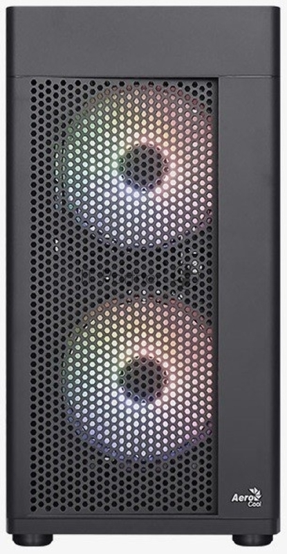 Корпус MiniTower Aerocool / Formula HEXFORM-G-BK-v2 (mATX, стекло, сетка, USB3.0x1, USB2.0x2, 3x120mm FRGB fans) (4711099471799)