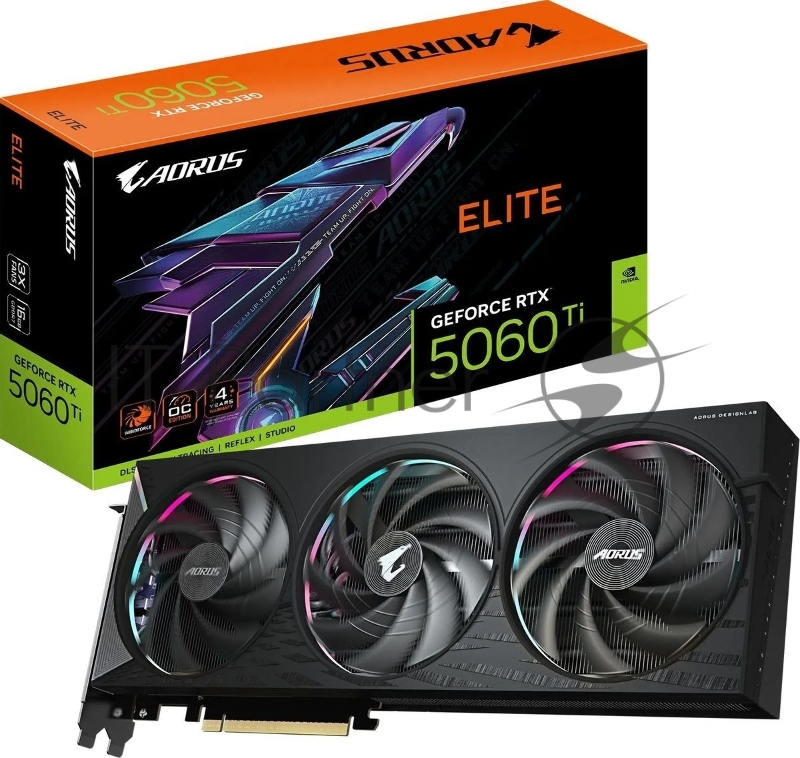 Видеокарта Gigabyte RTX5060Ti AORUS ELITE 16GB GDDR7 128bit 3xDP HDMI 3FAN RTL