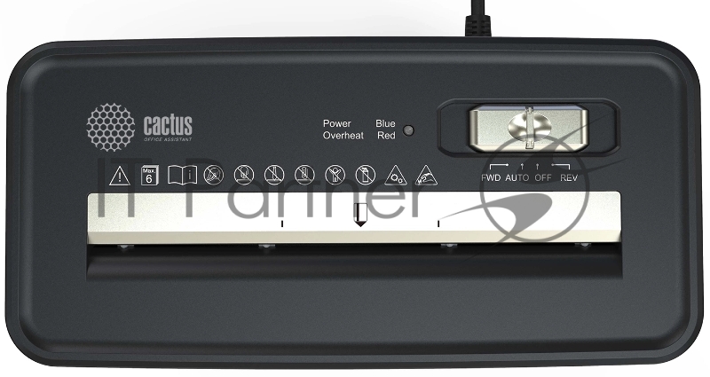 Шредер Cactus CS-SH-P2 черный (секр.Р-2) ленты 6лист. 10лтр. скобы пл.карты