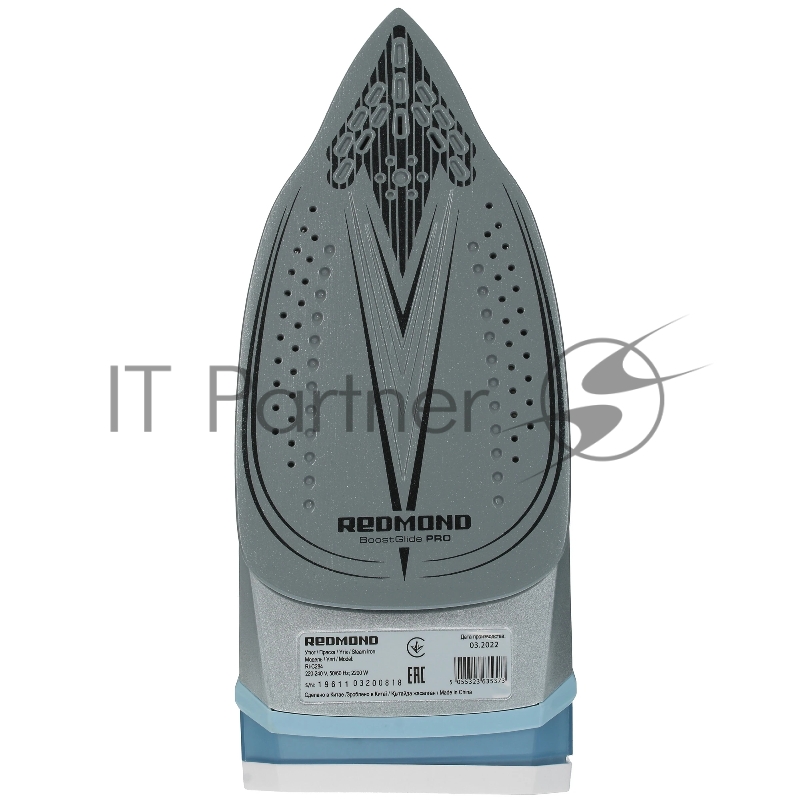 Утюг Redmond RI-C284 голубой, 2200 Вт, подошва - керамика, пар 35 г/мин, паровой удар 160 г/мин, самоочистка, антикапля