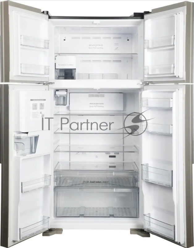 Холодильник Hitachi R-W660PUC7X GC шампань стекло двухкамерный инвертер 396/144л морозилка сверху