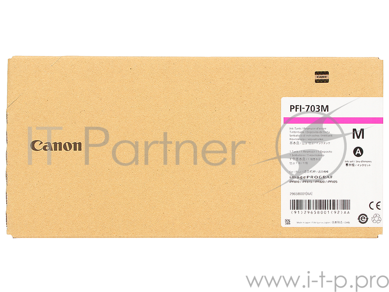 Картридж Canon PFI-703 M для плоттера iPF815/825. Пурпурный. 700 мл.