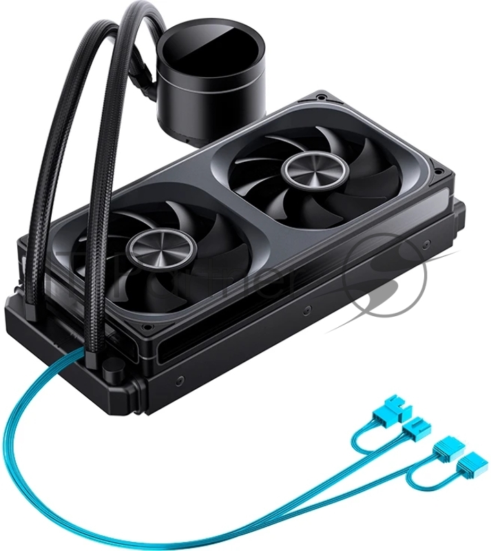 Система жидкостного охлаждения/ Water Cooling System JONSBO TH-240 Black (260W, 240mm, LED temp., Black, ARGB/ Fans: 2x120mm, 62.4CFM, 37.3dBA, 2400RPM/ Pump height 72mm, 30dBA, 2400RPM, Rad thickness 27mm/ S: 1851, 1700, 1200, 115X, AM5, AM4)