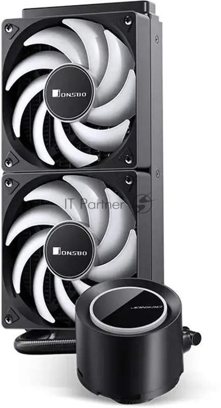 Система жидкостного охлаждения/ Water Cooling System JONSBO TG-240 Black (260W, 240mm, Black, ARGB/ Fans: 2x120mm, 66.19CFM, 35.4dBA, 1800RPM/ Pump height 72mm, 30dBA, 2400RPM, Rad thickness 27mm/ S: 1700, 1200, 115X, AM5, AM4)