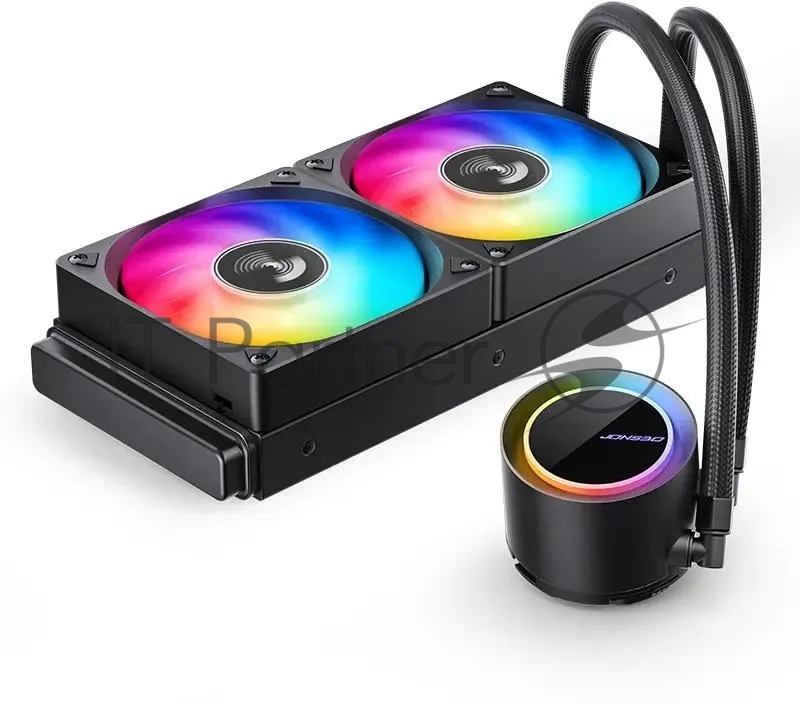 Система жидкостного охлаждения/ Water Cooling System JONSBO TG-240 Black (260W, 240mm, Black, ARGB/ Fans: 2x120mm, 66.19CFM, 35.4dBA, 1800RPM/ Pump height 72mm, 30dBA, 2400RPM, Rad thickness 27mm/ S: 1700, 1200, 115X, AM5, AM4)