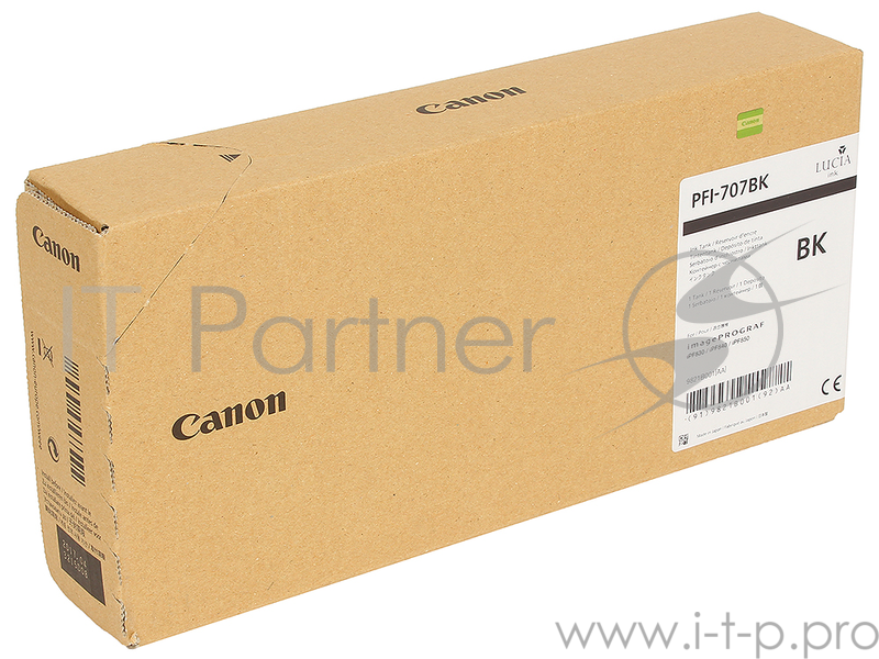 Картридж Canon PFI-707 BK для плоттера iPF830/840/850. Чёрный. 700 мл.