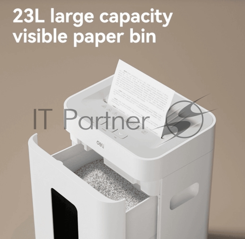 Уничтожитель бумаг (шредер), 8 лист. одновр., 2x12mm, непрерыв. вр.работы 30 мин., ср.скорость 1,6 м/мин, P5,объем корзины 23 Л., белый