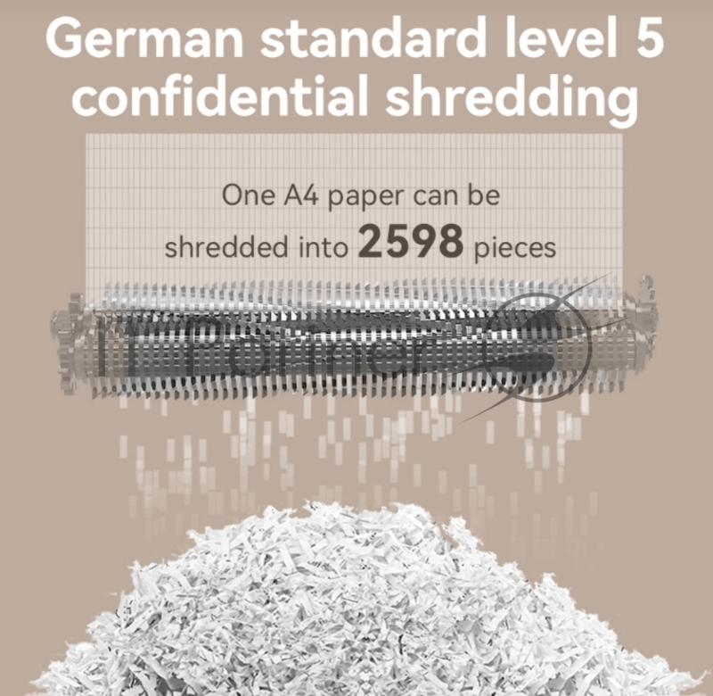 Уничтожитель бумаг (шредер), 8 лист. одновр., 2x12mm, непрерыв. вр.работы 30 мин., ср.скорость 1,6 м/мин, P5,объем корзины 23 Л., белый