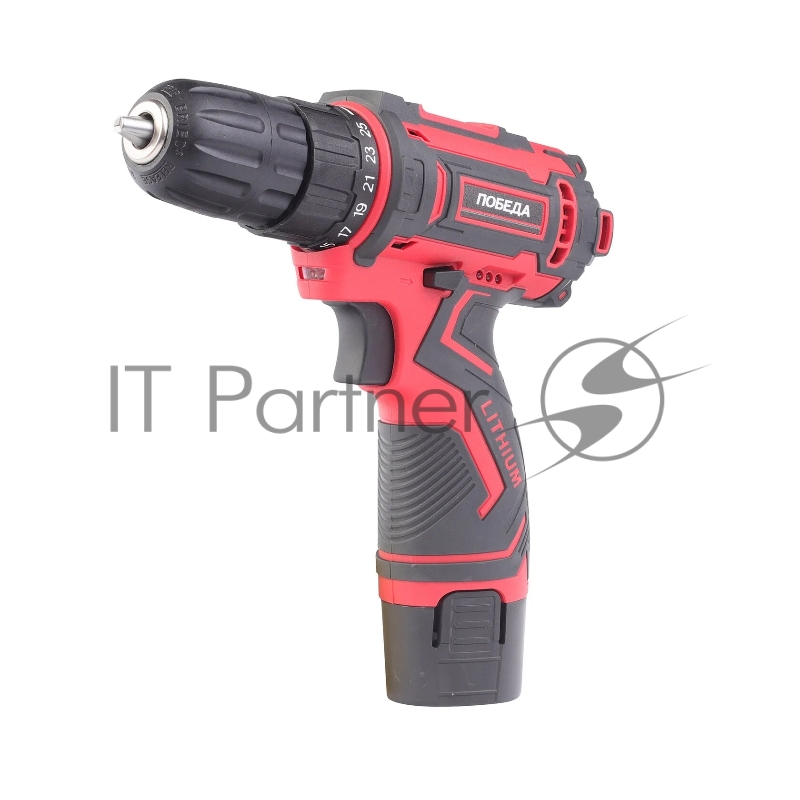 Дрель-шуруповерт аккумуляторная ПОБЕДА ДА-12П/2 Ли, 1 АКБ, 12В, 2,0 Ач, 25Нм, 2 скорости, кейс, комплект свёрел и бит