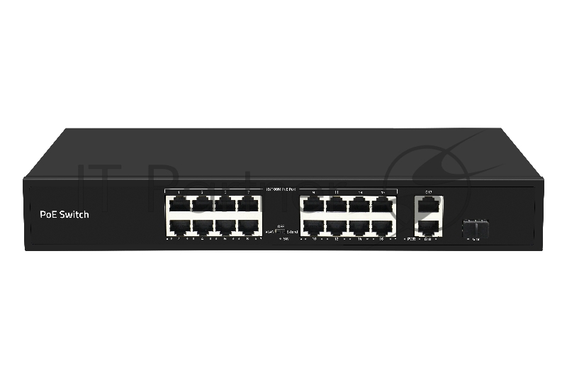 Коммутатор GIGALINK GL-SW-F005-16P - неуправляемый, 16 PoE (802.3af) порта 10/100Мбит/с до 250 метров cat.6, 2 * 10/100/1000BaseT + 1 SFP 1000Мбит/с, 300Вт