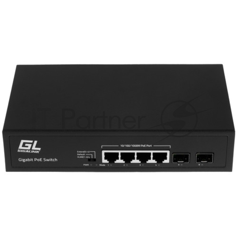 Коммутатор GIGALINK GL-SW-G005-04P(BT) - неуправляемый, 4 PoE (802.3af/at/BT) порта 10/100/1000Мбит/с (1 порт до 60Вт, 3-4 порт до 250м cat6), 2 SFP порта 1000Мбит/с, 120Вт
