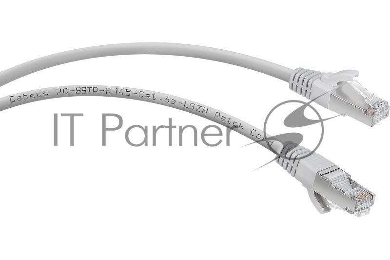 Шнур комм. Cabeus, кат. 6A, экр., S/FTP, RJ45/RJ45, LSZH, AWG26 10м, серый