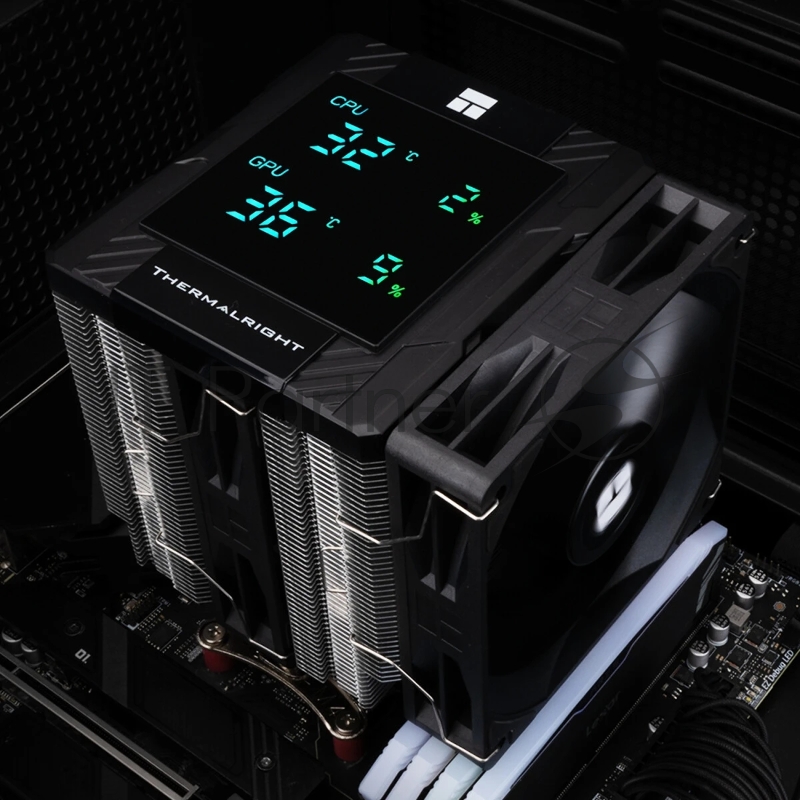 Устройство охлаждения(кулер) Thermalright Peerless Assassin 120 Digital Soc-AM5/AM4/1200/1700/1851 черный 4-pin 25.6dB Al+Cu LCD Ret (PA120-DIGITAL-BL)