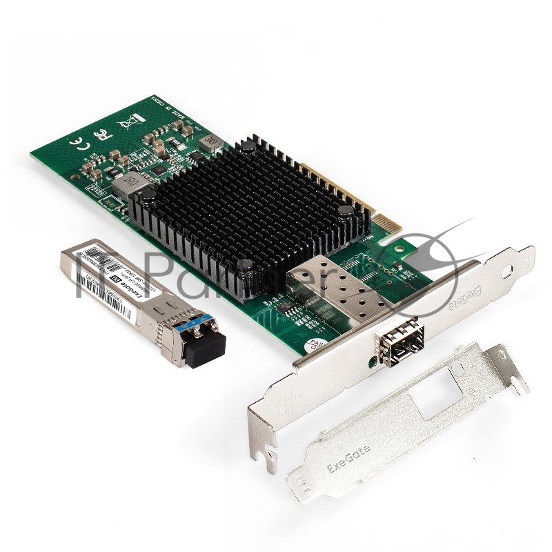 Комплект: Сетевой адаптер SFP+ ExeGate EXE-X520-DA1 + Трансивер Single-Mode до 10км EXT-10G-SM1310-LC2-10KM (EX296227RUS PCI-E x8 v2.0, порты 1x SFP+ 10Gb/s (10/5/2.5/1Gb/s, 100Mb/s), Server NIC Intel Chipset JL82599EN + EX298326RUS: Tx:1310/Rx:1310
