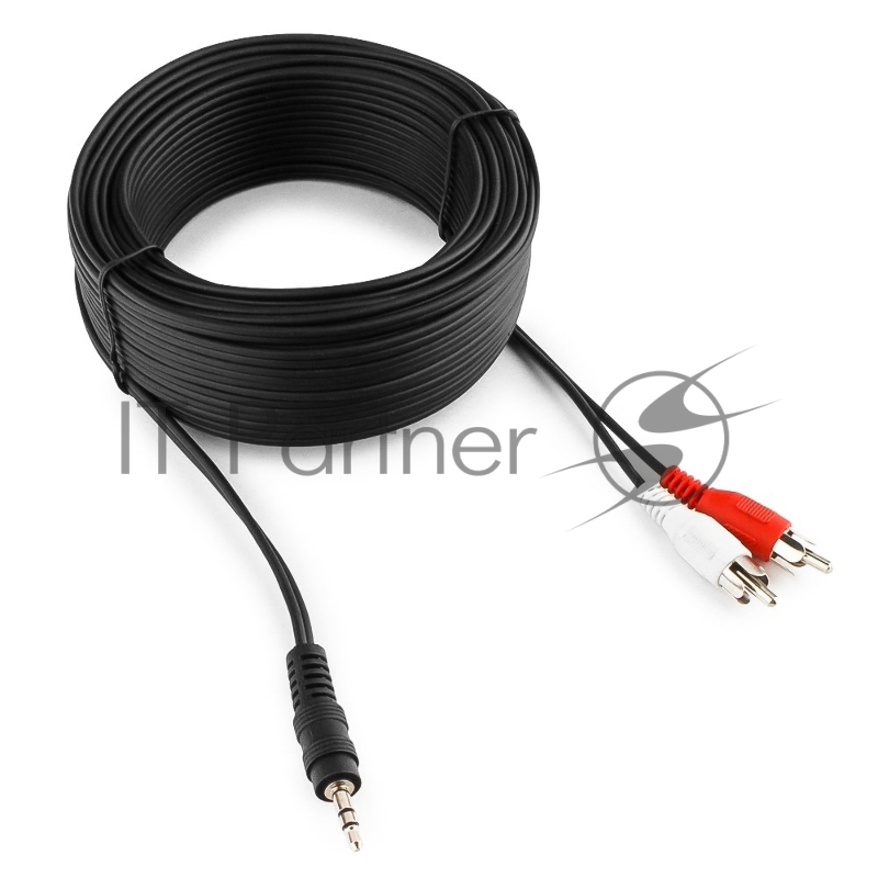 Кабель аудио Cablexpert CCA-458-15M-N, Jack 3.5(M)/2xRCA, 15м, черный, пакет