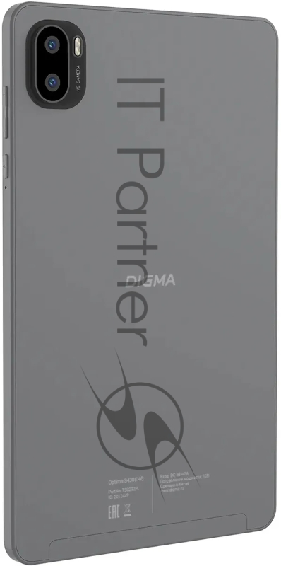 Планшет Digma Optima 8430E 4G T606 (1.6) RAM4Gb ROM64Gb 8 IPS 1280x800 4G 1Sim Android 14 серый 5Mpix 2Mpix BT WiFi microSD 128Gb 4000mAh